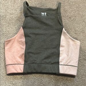Cropped color block sports bra top